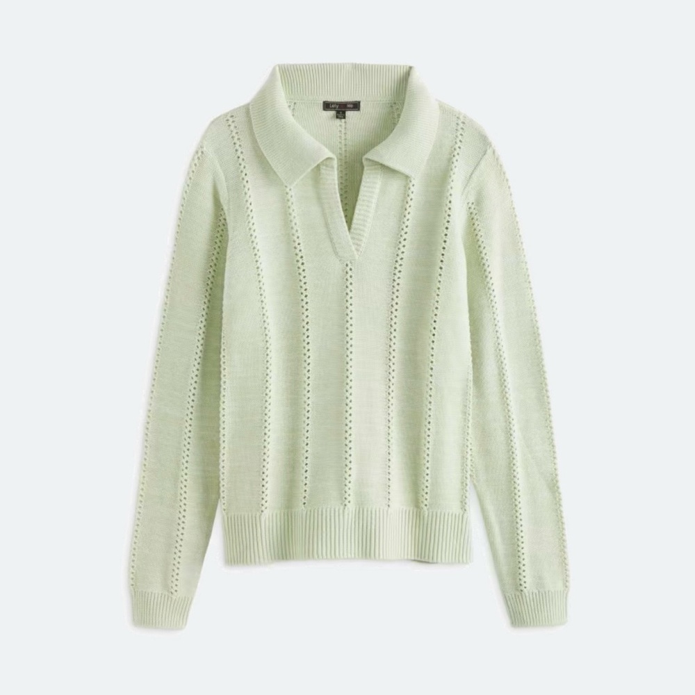 NWT Women’s Lety & Me Briony Collared Sweater in Light Green, size S